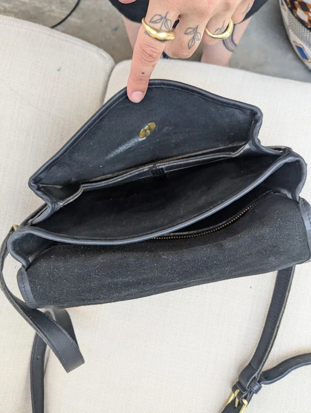Vintage 90s Black Coach Compartment Bag 9850